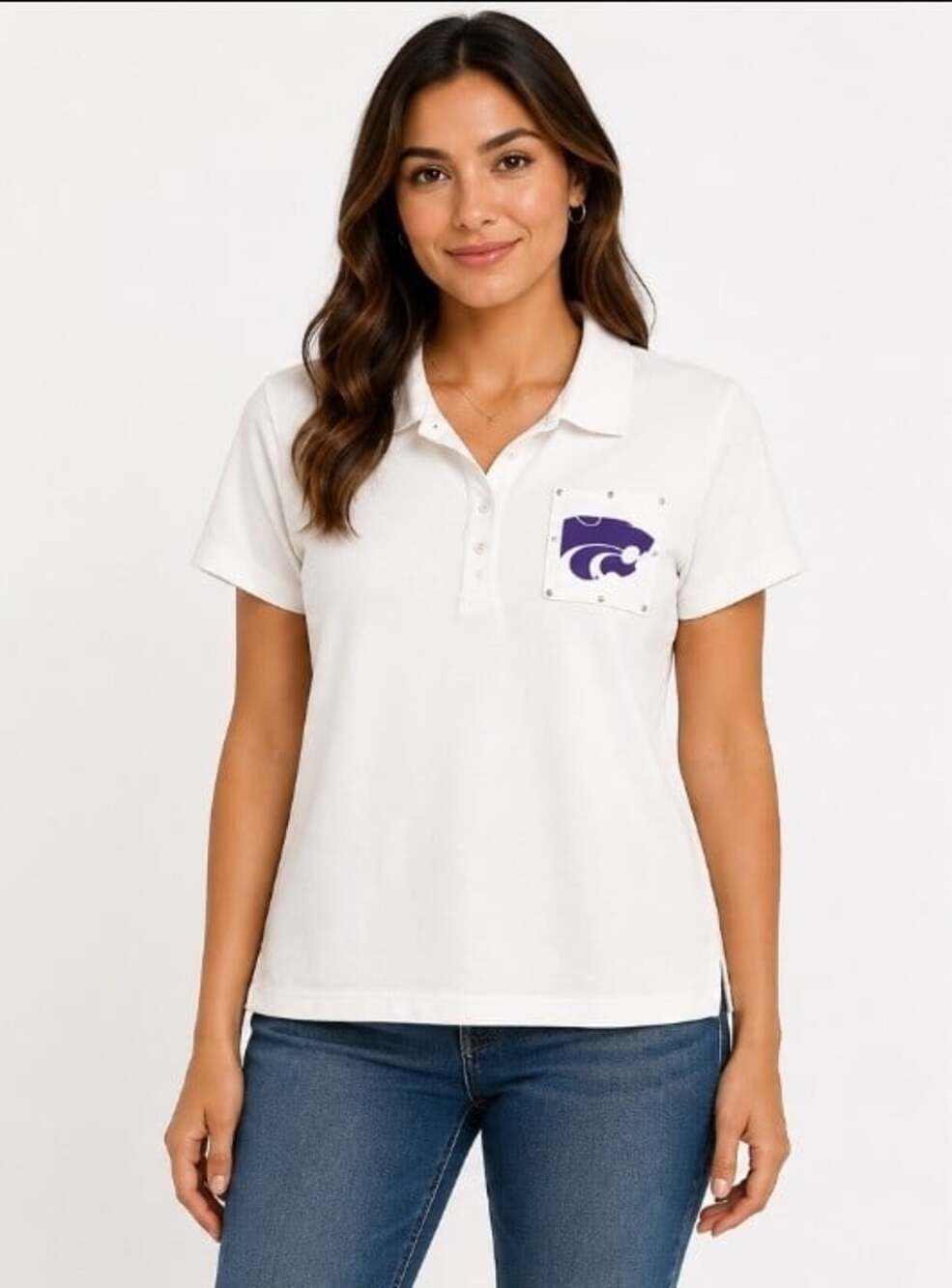 Glitter Gear Women's K-State Wildcats Polo Rhinestones Large NWT Excellent T90